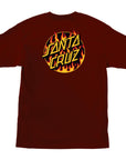 Santa Cruz X Thrasher Flame Dot S/S T-Shirt - Burgundy